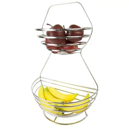 Home Basics Chrome Wire Collection 2-tier Fruit Basket, Chrome | Walmart (US)