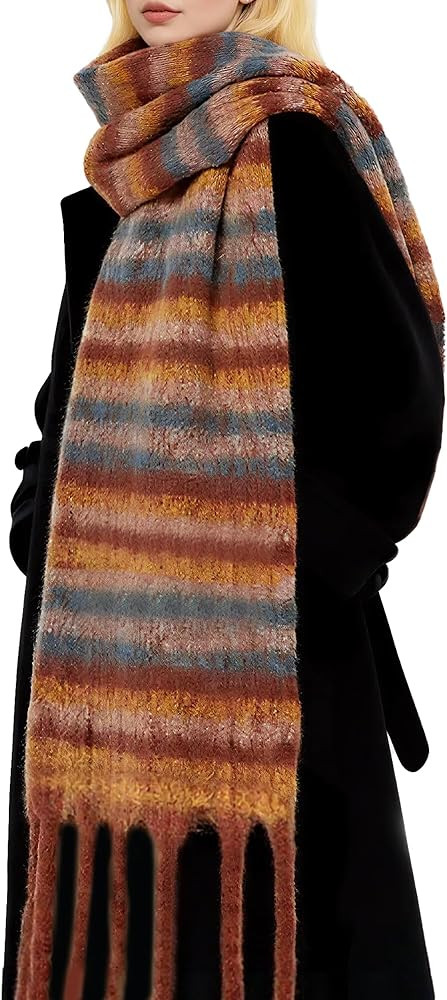 Winter Scarf for Women Large Chunky Plaid Scarves Oversized Thick Soft Blanket Scarfs Warm Tassel... | Amazon (US)