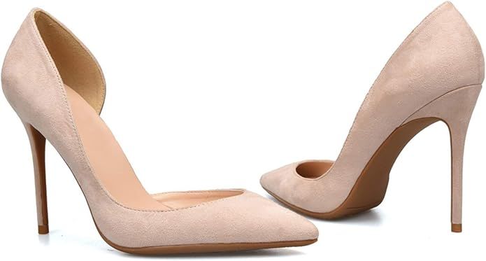 Women High Heeled Classic Stiletto D'Orsay Sexy Pointed Toe Slip On Suede Elegant Wedding Bridal ... | Amazon (US)
