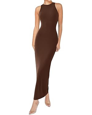 Relety Women's Bodycon Maxi Dresses Ribbed Lounge Tank Long Dresses Elegant Halter Neck Casual Sl... | Amazon (US)
