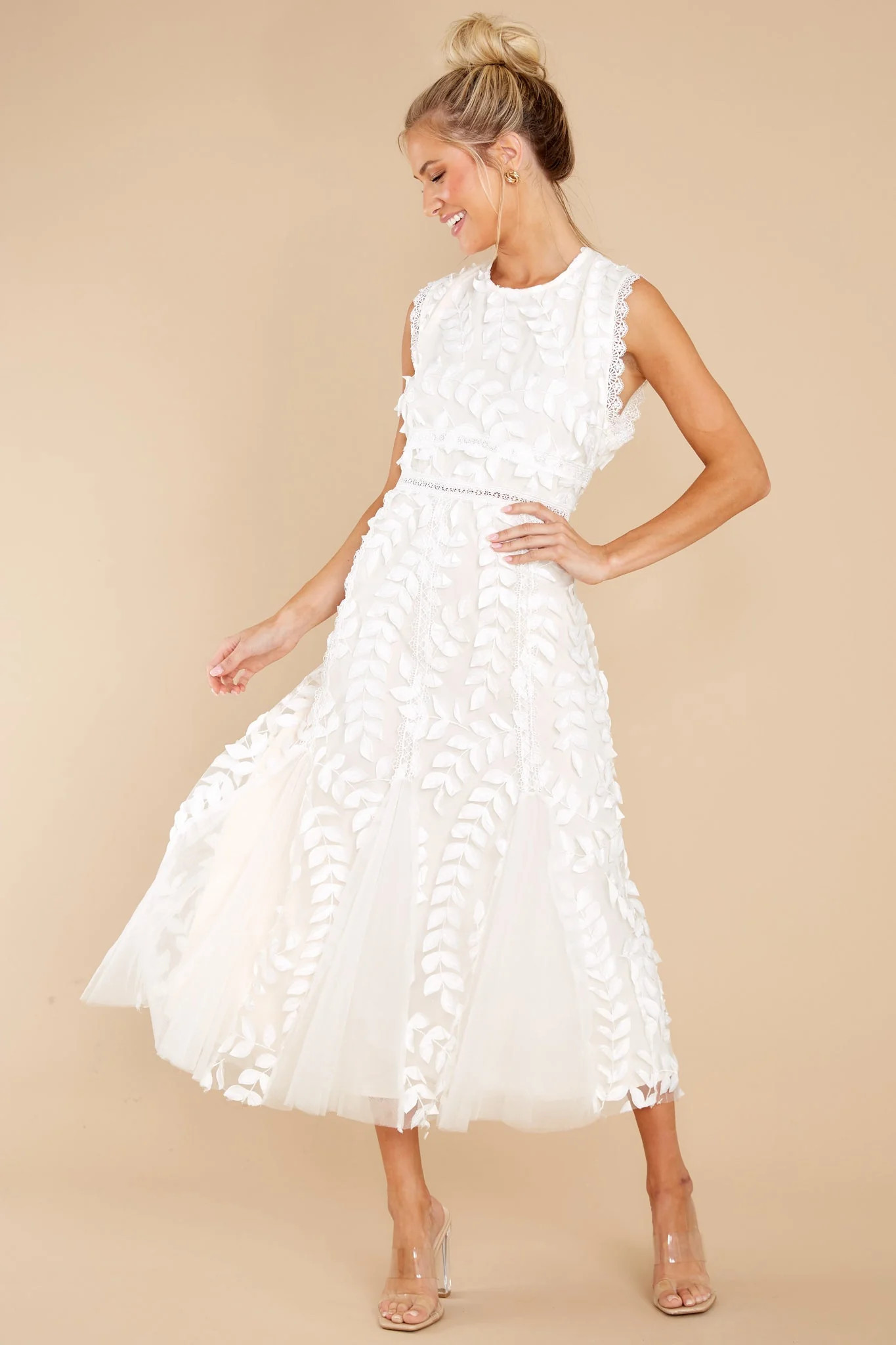 Started With A Kiss Ivory Lace Midi Dress | Red Dress 