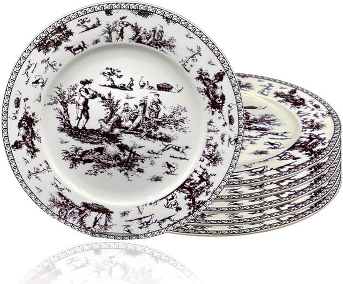 W&S CLASSICS Classic French Luxury Round Dinner Plates | 10.5 Inches Colorful Ceramic Flat Plates... | Amazon (US)