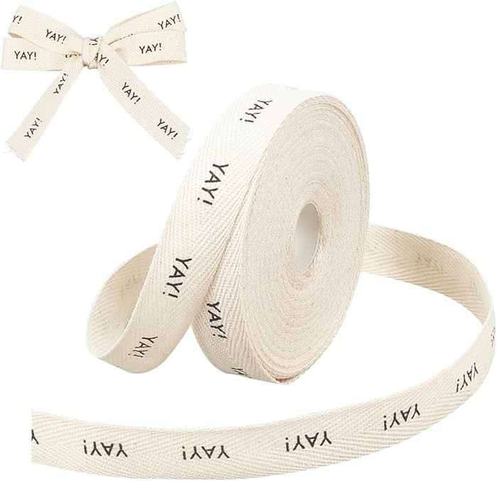 NBEADS Cotton Herringbone Tape Ribbon, 5/8 Inch×9.84 Yards Yay Ribbon Word Print Ribbon for Gift... | Amazon (US)