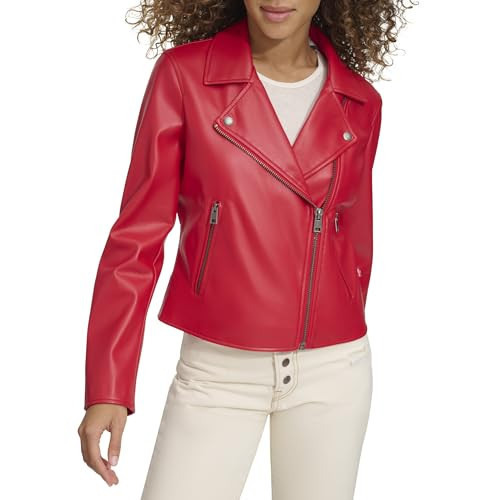 Levi's Women's Smooth Faux Leather Moto, Red, XX-Large | Amazon (US)