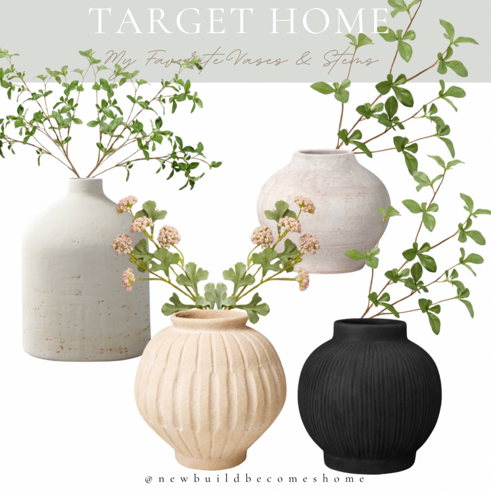 This year has some of my favorite collections yet and I think they’re timeless pieces we will love for years to come...

The stems shown here are all less than $5 and vases are under $35! Honestly much more affordable than some lower quality bundles I’ve bought elsewhere. Unfortunately many are starting to sell out already!

HOW TO SHOP:
✨Comment VASE and I’ll send you the link to everything here 
✨In my @shop.ltk link in my bio
✨On my stories & story highlights 

👉🏼 FOLLOW ME @newbuildbecomeshome for more neutral home decor, organization, affordable product finds, and more!

#targetstyle #targetstylehome #aesthetichome #shopltk #ltkhome #homedesign #springflorals

#LTKfindsunder50 #LTKhome #LTKSeasonal