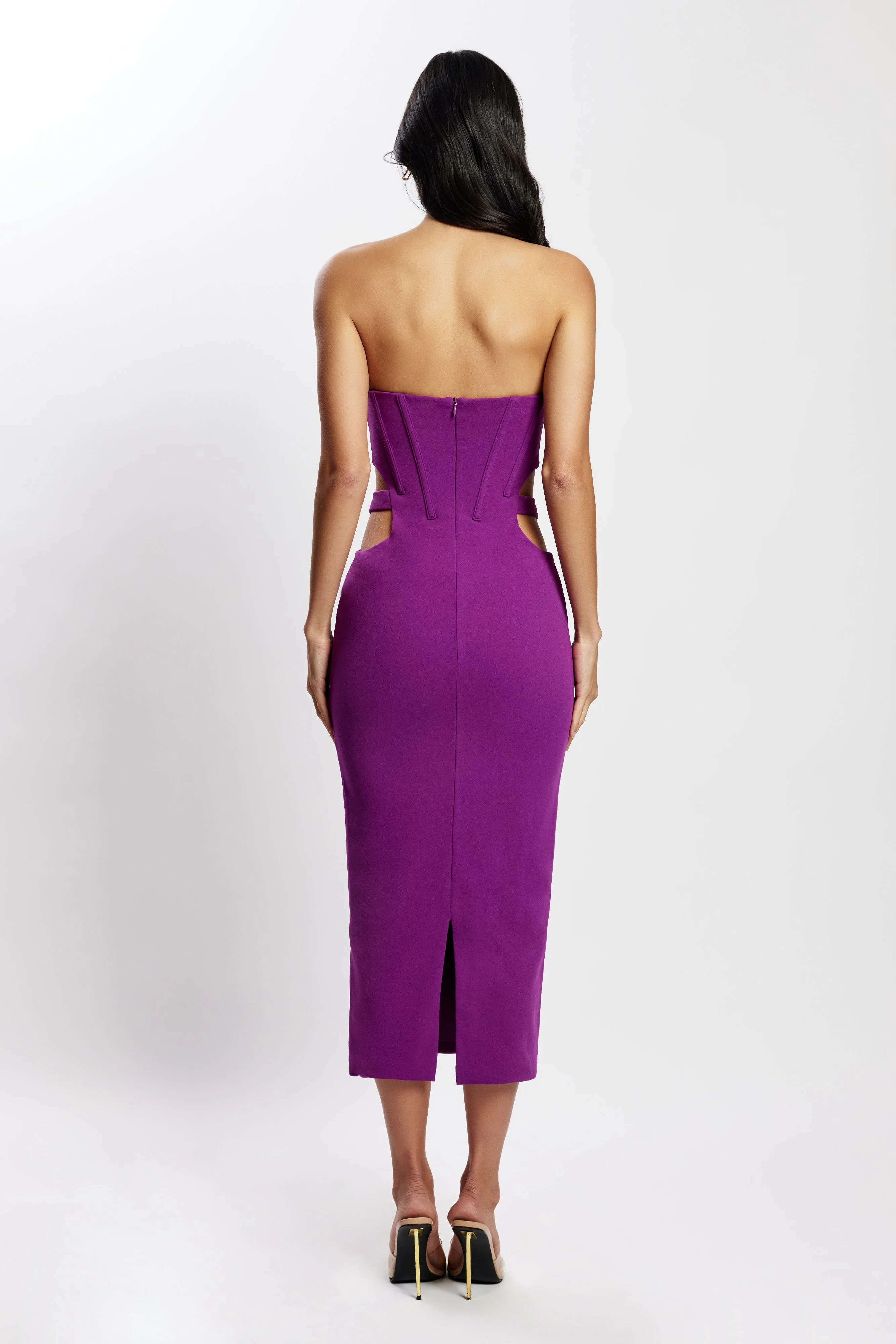 Catherine Cut Out Midi Dress - Violet | MESHKI US