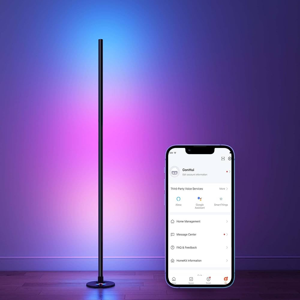 GonHui Smart RGB+IC Corner Floor Lamp Compatible with Alexa, Color Changing Ambience Light with M... | Amazon (US)