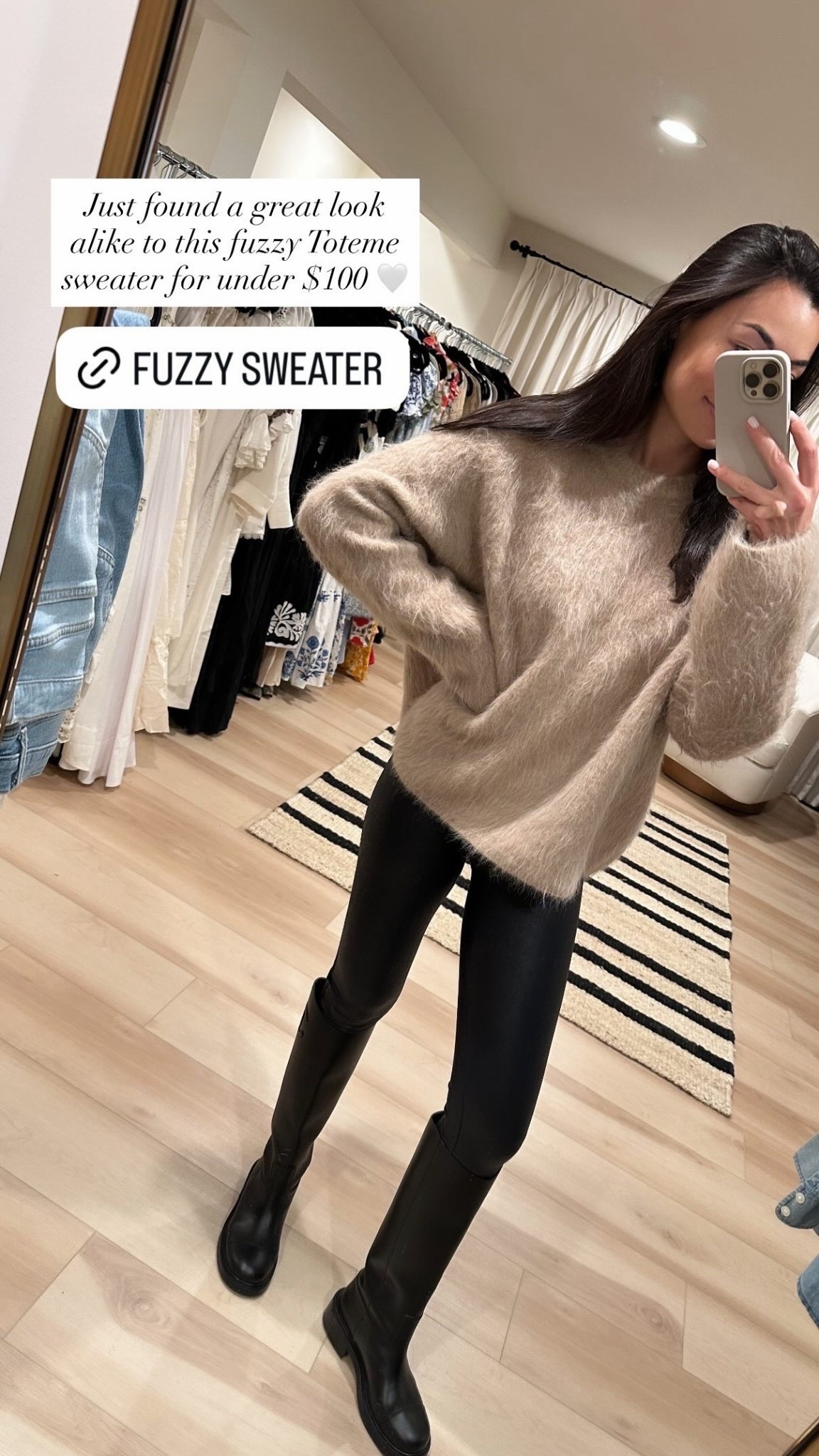 Toteme fuzzy alpaca sweater. Winter outfit, Chanel boots. 

#LTKSeasonal #LTKootd