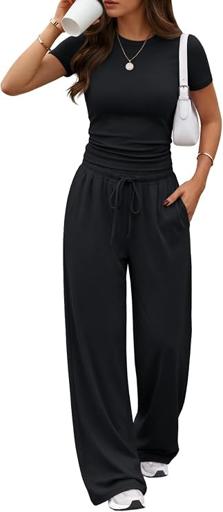 Trendy Queen Women's 2 Piece Matching Summer Lounge Set with Pockets | Vacation Airport Travel Ou... | Amazon (US)
