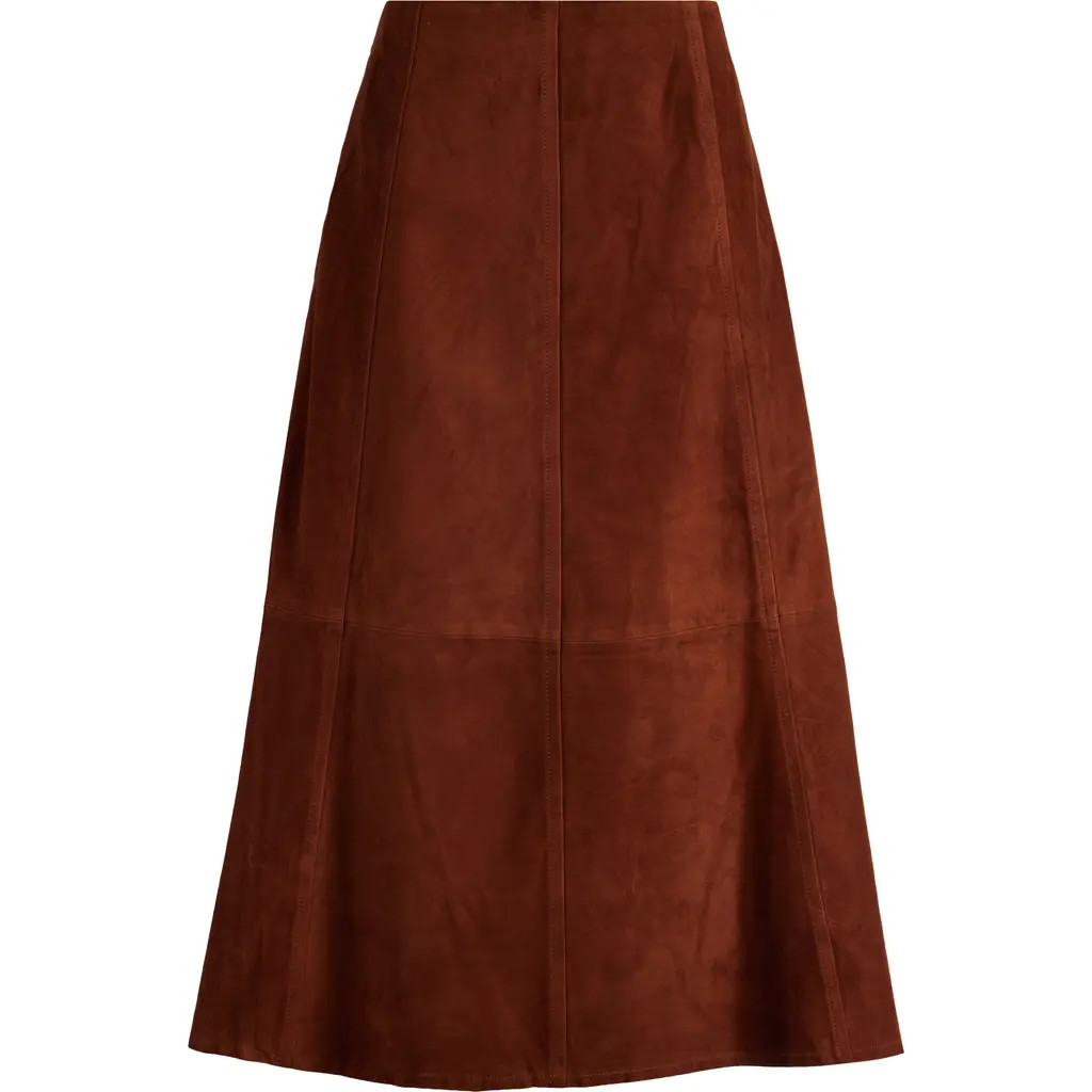 Madewell Seamed Suede Midi Skirt in Soft Mahogany at Nordstrom, Size 0 | Nordstrom