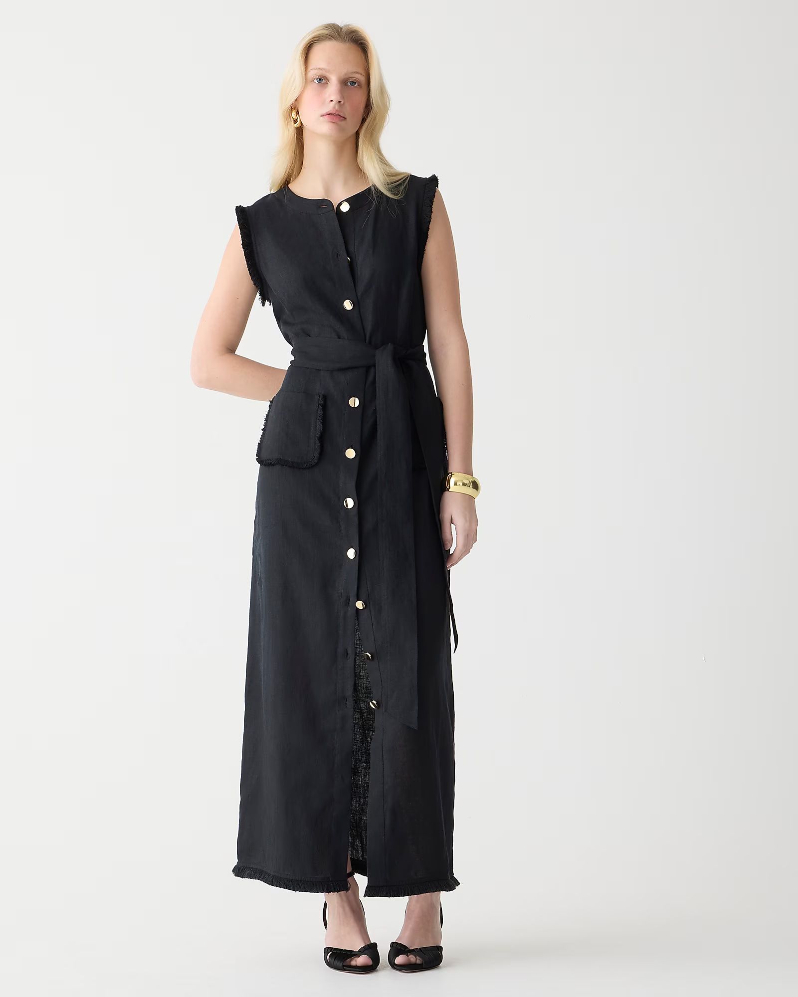 Raw-hem maxi shirtdress in linen | J.Crew US