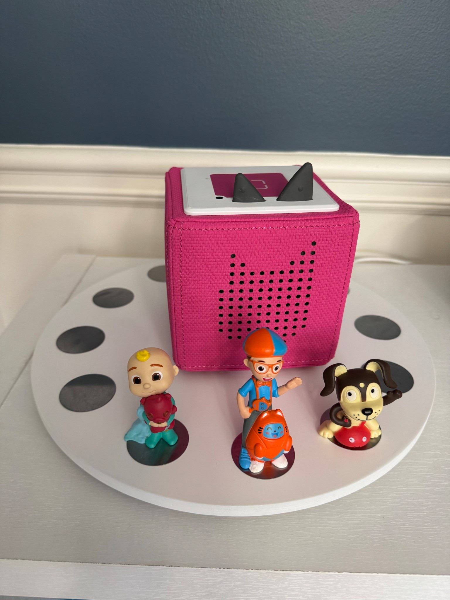 Tonie box set up. Magnetic circles on a lazy Susan. #magnetic #toniebox #toddlertoys #playroom #toddlermusthaves #amazon #easterbasket

#LTKBaby #LTKKids #LTKFamily