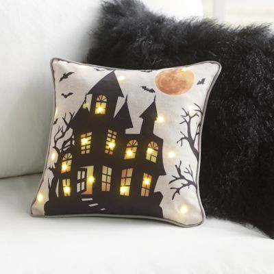 Haunted House Pillow with Lights | Grandin Road