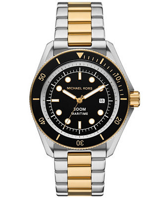 Michael Kors Men's Maritime Three-Hand Two-Tone Stainless Steel Watch 42mm - Macy's | Macy's