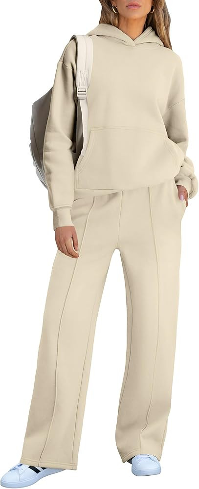 Caracilia Women's 2 Piece Outfits Sweatsuit Sets Oversized Hoodies Wide Leg Sweatpant Tracksuit 2... | Amazon (US)