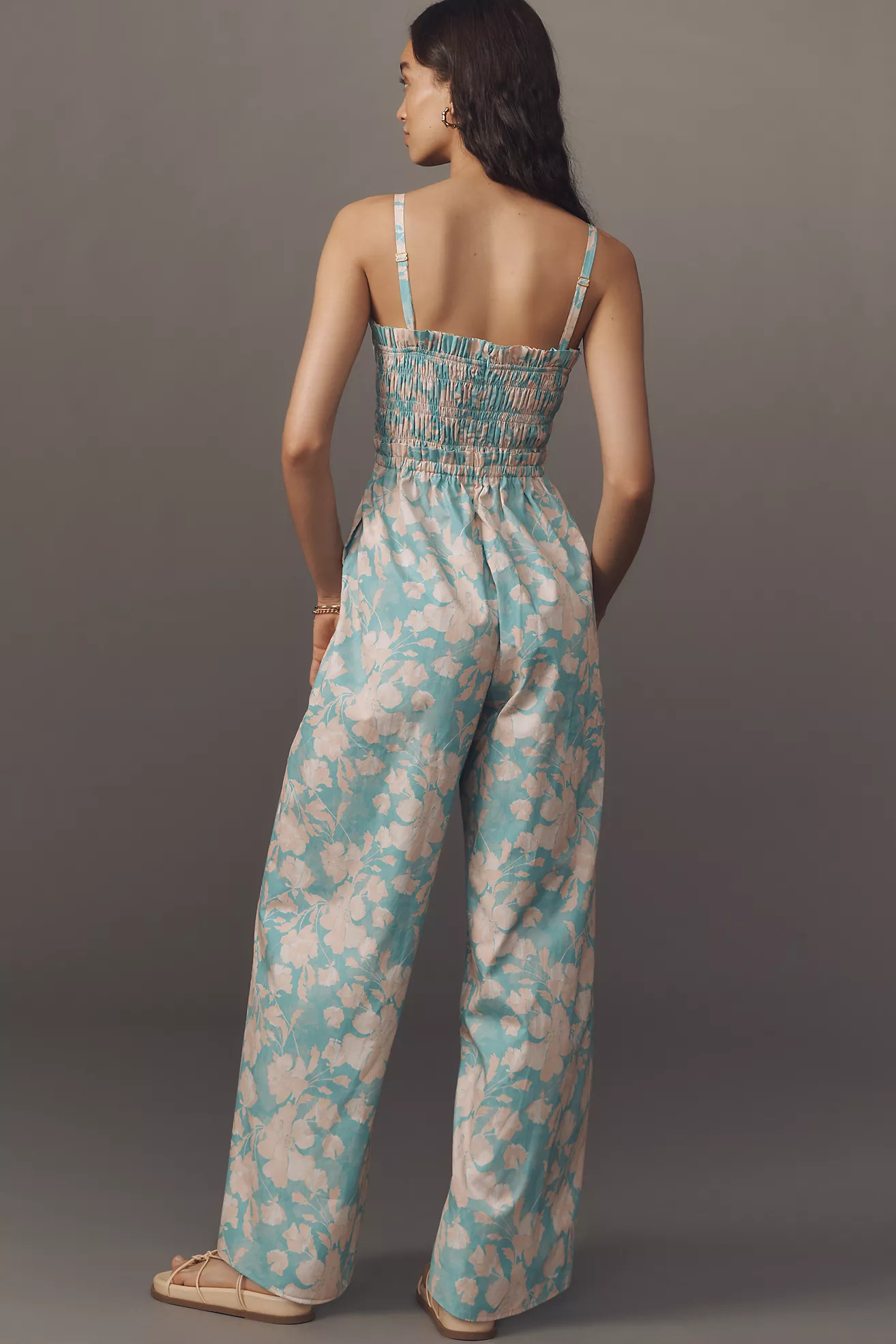 Hutch Sleeveless Smocked Vintage Floral Wide-Leg Jumpsuit | Anthropologie (US)