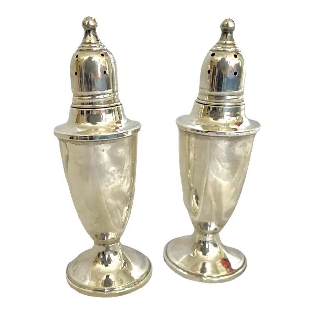 Vintage Empire Weighted Sterling Silver Salt & Pepper Shakers With Glass Interior Lining- a Pair | Chairish