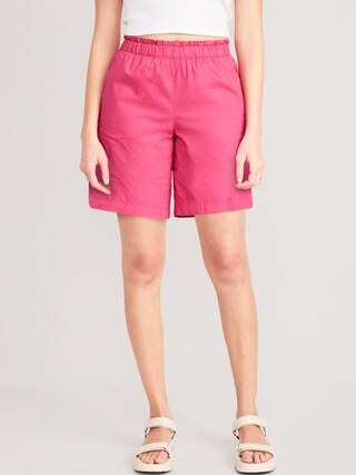 High-Waisted Poplin Pull-On Shorts for Women -- 5-inch inseam | Old Navy (US)