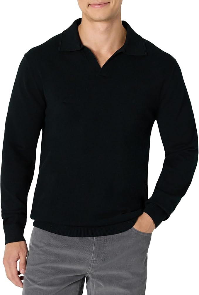 Amazon Essentials Mens Long Sleeve Regular Fit Knit Polo Sweater | Amazon (US)