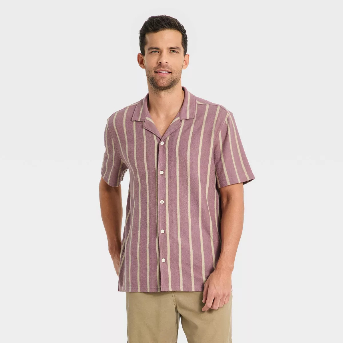 Men's Vintage Knit Camp Polo Shirt - Goodfellow & Co™ Mauve S | Target
