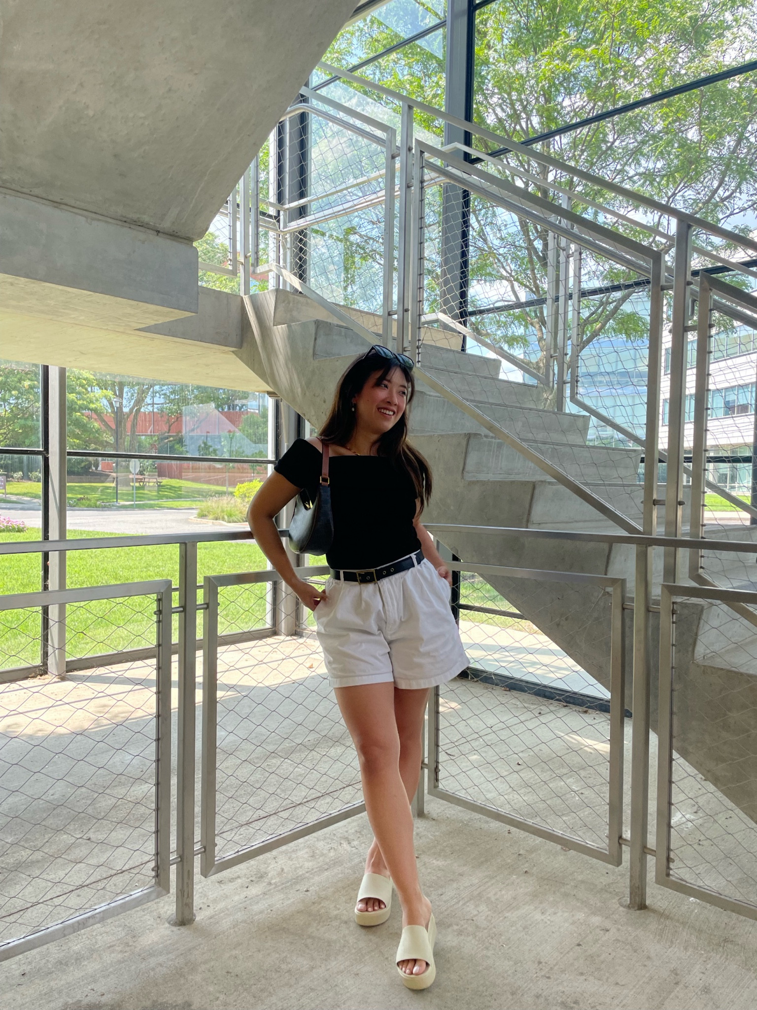 Easiest summer outfit 🖤🤍
.
.
Follow @lazzzysundaze for more outfit ideas! 
@cosstores top // @urbanoutfitters shorts // @crocs sandals 
.
.
.
.
.
What I wore today, summer outfit ideas, easy outfit, casual style, daily fits, summer outfits, ootd, Celine bag,  effortless outfit, off shoulder shirt, content creator, outfit of the day, classy style #styleblogging #casualoutfit #whatiworetoday #summeroutfitinspo #effortlesschic 

#LTKunder100 #LTKU #LTKshoecrush