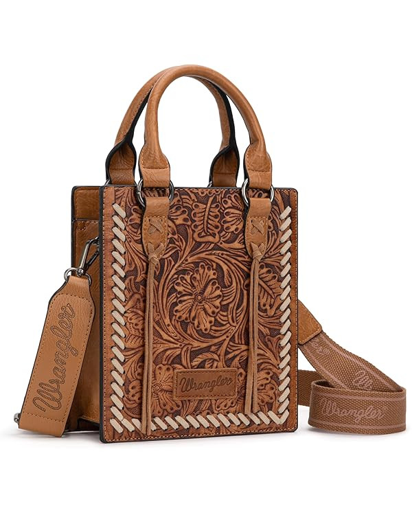 Wrangler Embossed Crossbody Bag for Women Top Handle Handbags and Western Mini Tote | Amazon (US)