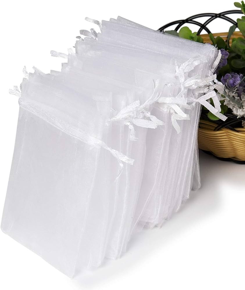 Hopttreely White Sheer Organza Gift Bags, 4x4.72 Pouches Candy Jewelry Wedding Party Favor Presen... | Amazon (US)