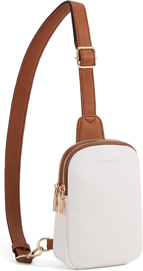 CORALDAISY Sling Bag for Women Vegan Leather Small Purses Fanny Pack Crossbody Bags for Women Cel... | Amazon (US)