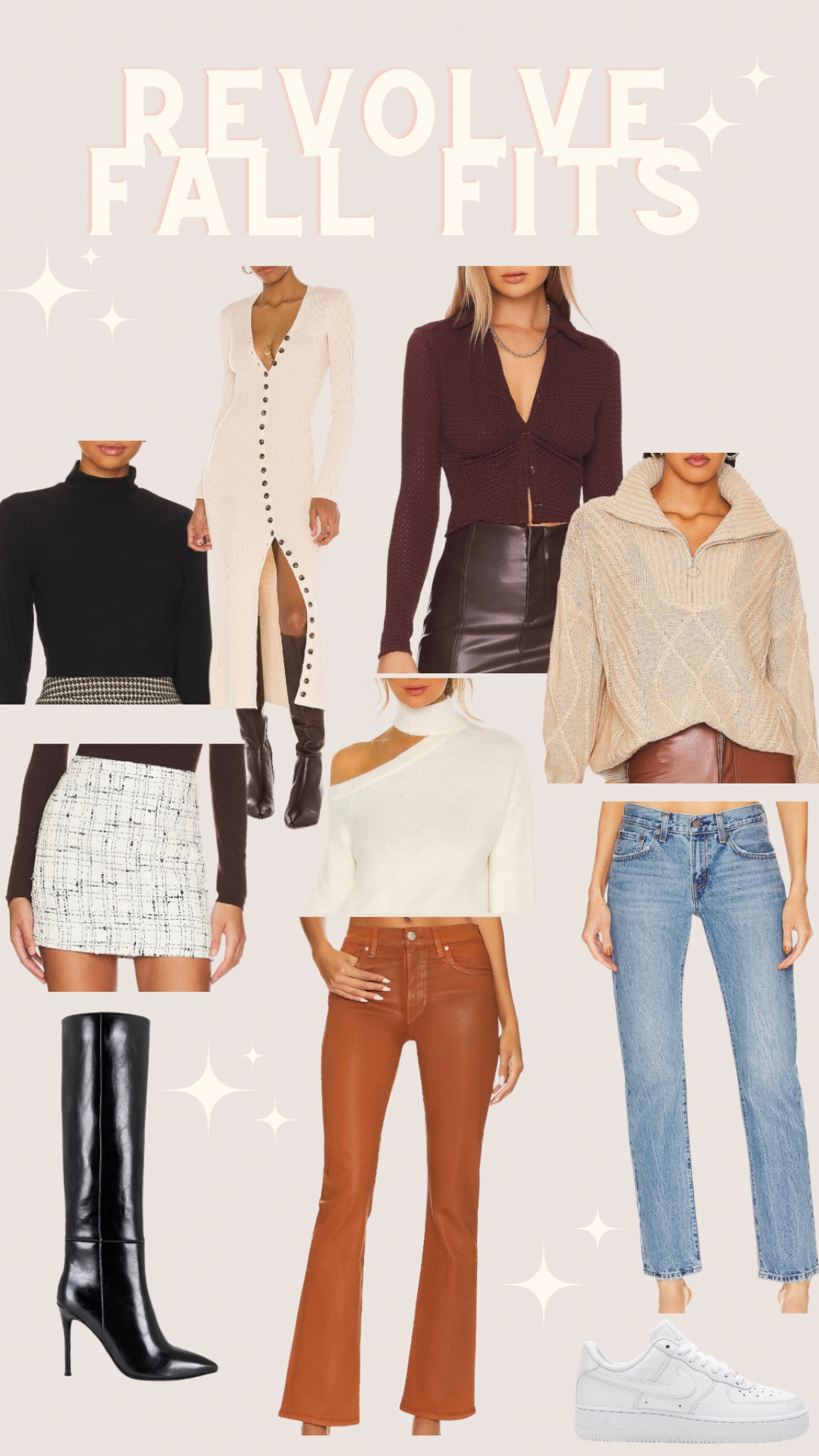 Fall fashion, revolve, sweaters, sweater dress, turtle neck, boots, Levi’s, nikes, Hudson jeans