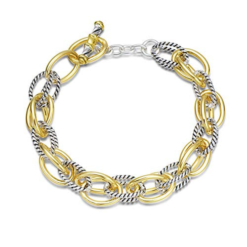 UNY JEWEL Bracelet Designer Brand Inspired Antique Women Jewelry Double Twisted Cable Link Wire Vintage Valentine (2 Tone) | Amazon (US)