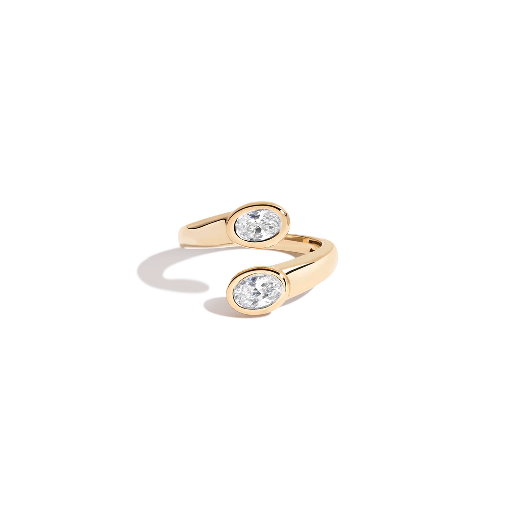 Lab Grown White Sapphire Twin Ellipse Ring | AUrate New York