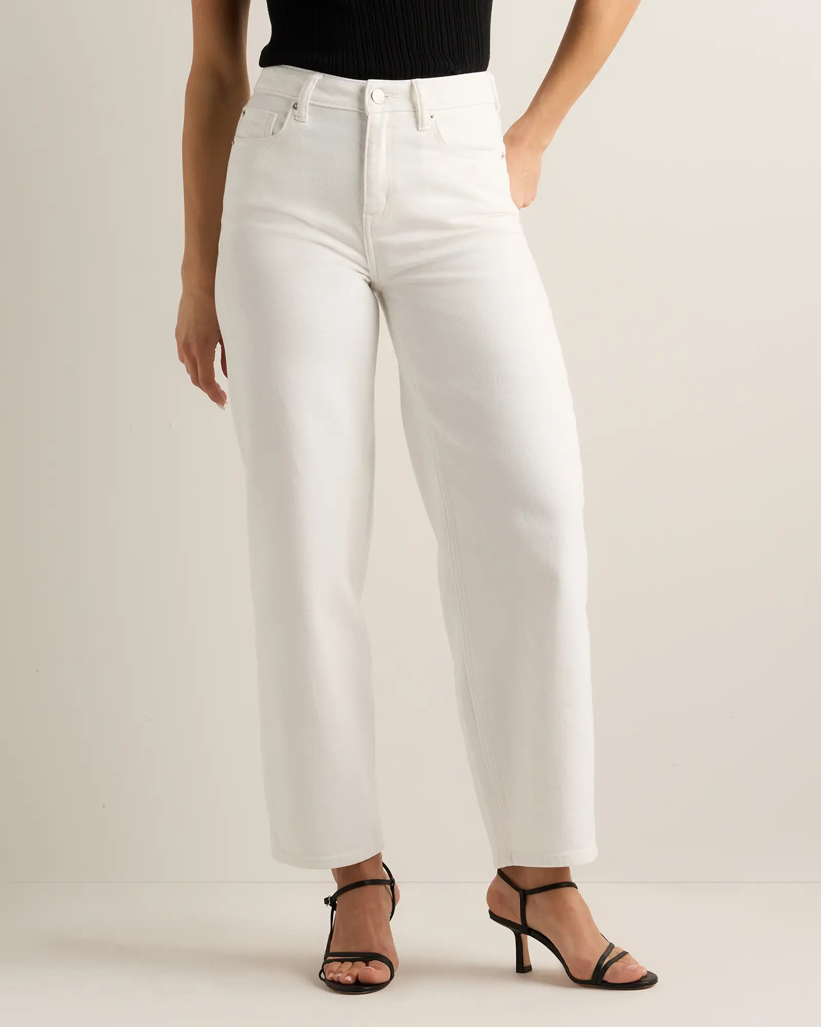 Bella Stretch Barrel Jeans in Ghost White | Quince