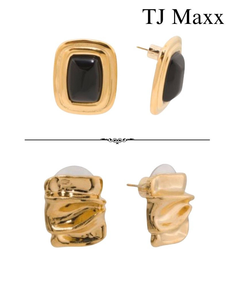 Oversized gold earrings on sale at TJ Maxx, designer deals, black, jewelry, look for less.

#LTKSaleAlert #LTKWedding #LTKMothersDay