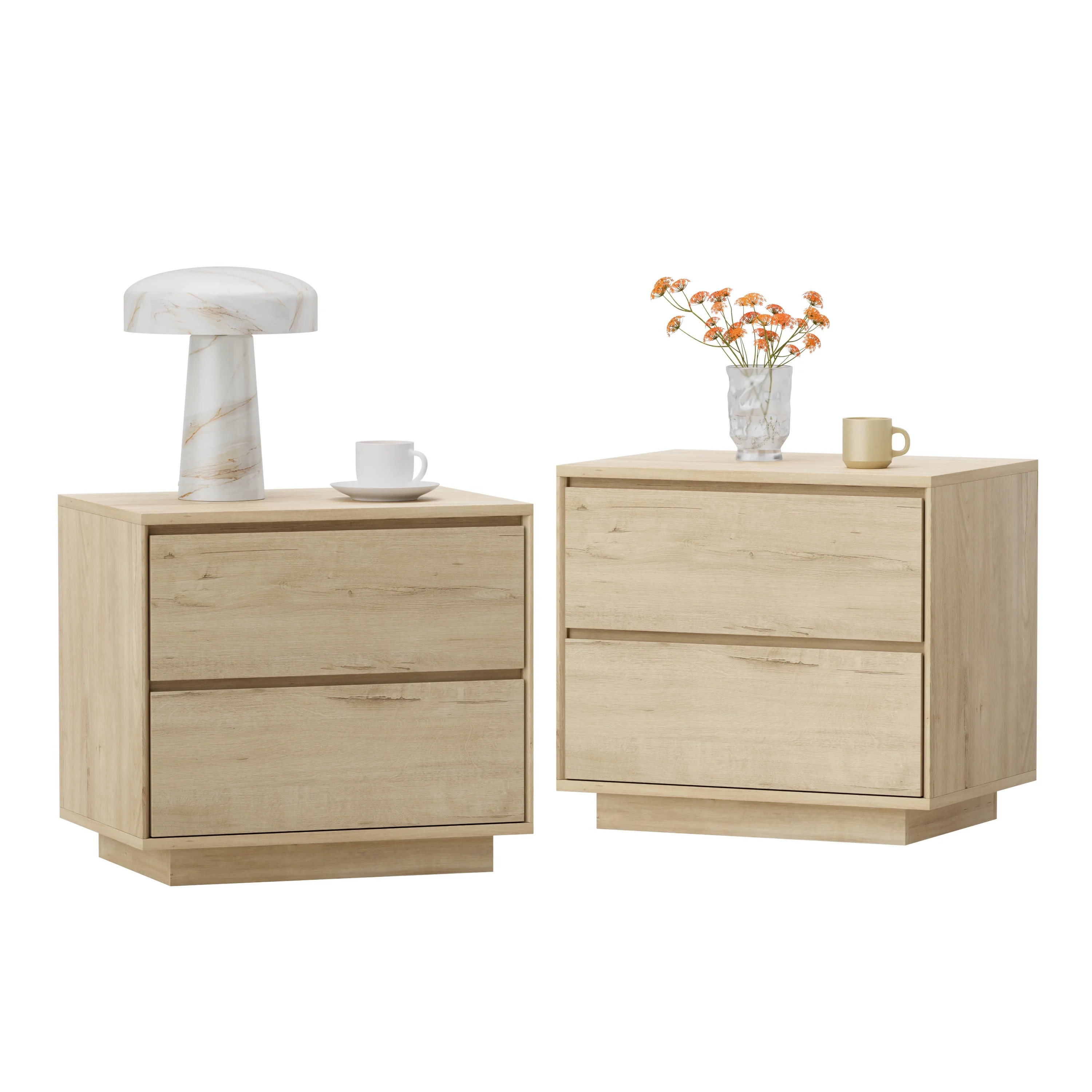 EYYTHUNG Farmhouse Nightstand Set of 2, 21.6" Large Wooden Bedside Table with 2 Storage Drawers, ... | Walmart (US)