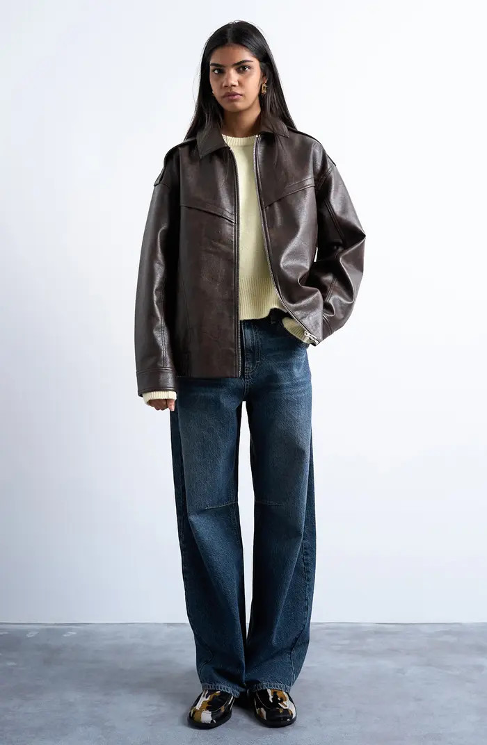 Oversize Faux Leather Bomber Jacket | Nordstrom