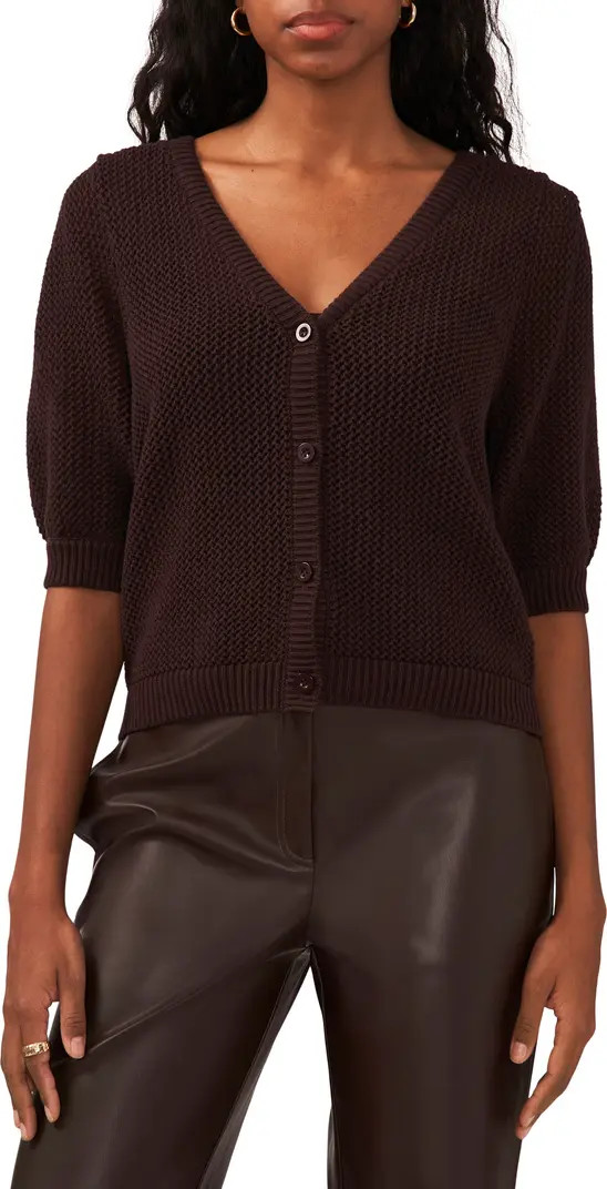 Open Stitch Puff Sleeve Cardigan | Nordstrom