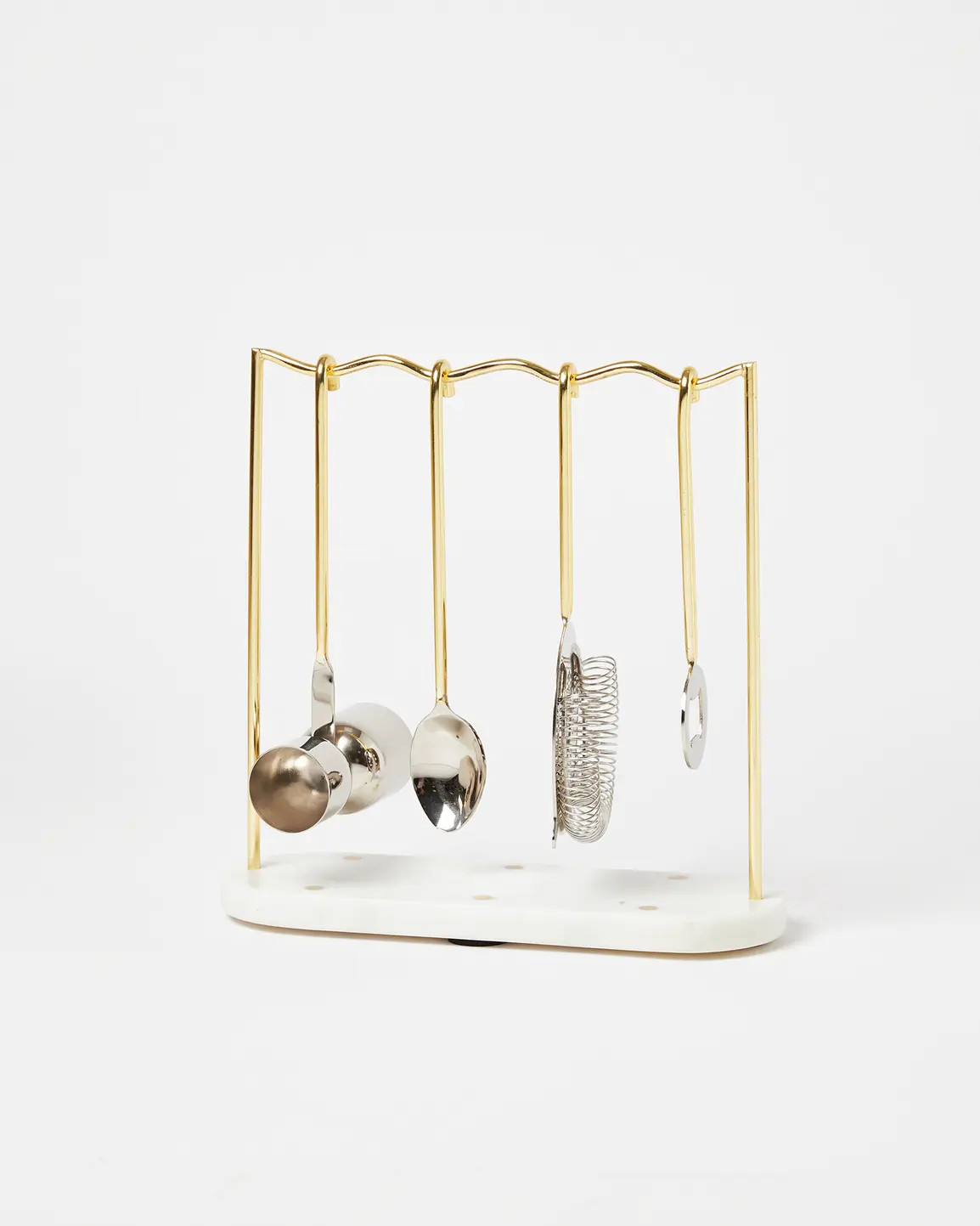 Gold Metal & Marble Dots Bar Tools Set | Oliver Bonas (Global)
