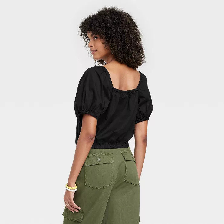 Women's Puff Short Sleeve Peasant Top - Universal Thread™ | Target