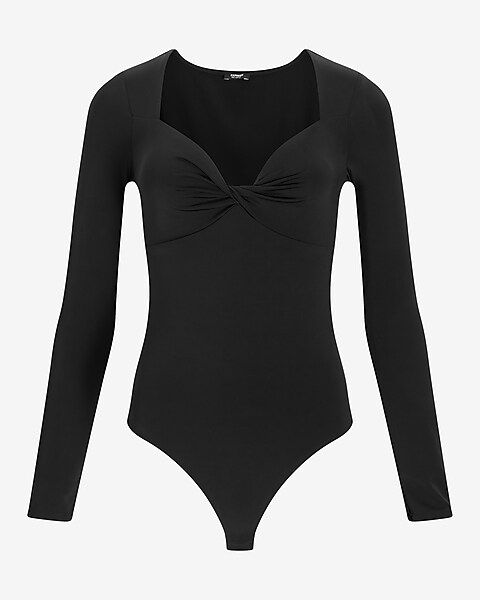 Body Contour Silky Twist Front Thong Bodysuit | Express