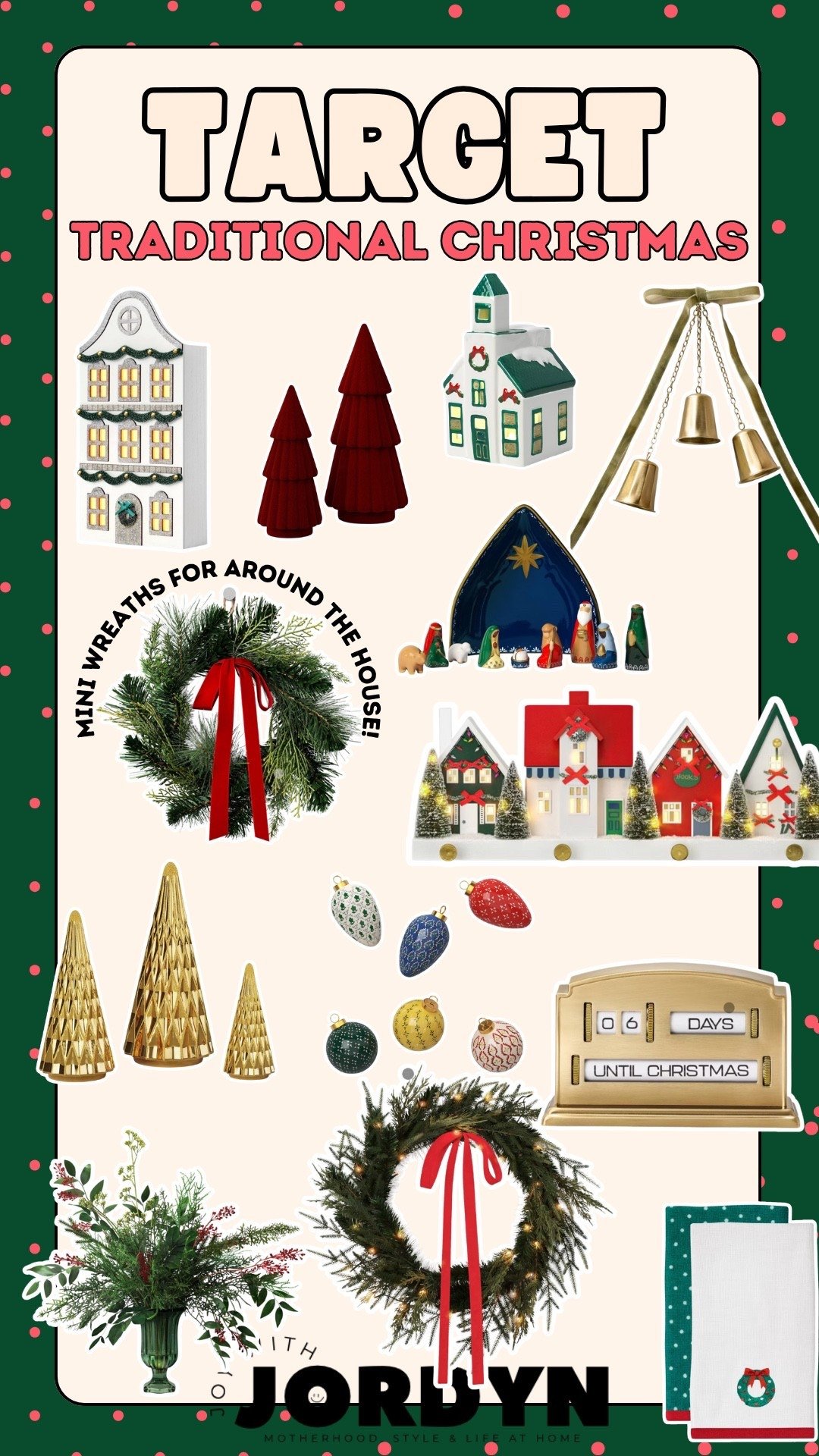 TRADITIONAL CHRISTMAS DECOR: if you’re a fan of traditional christmas decor, these finds from target are great to use for years to come! 

christmas decor, traditional christmas decor, stockings, nativity scene, advent calendar, christmas bels, christmas village, wreaths

#LTKSeasonal #LTKFindsUnder50