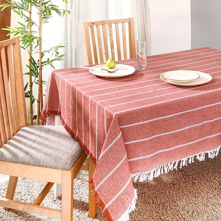 Folkulture 100% Cotton Red Table Cloth Rectangle 60 x 84 Inches or Dining Table Cover, Camping Ta... | Amazon (US)