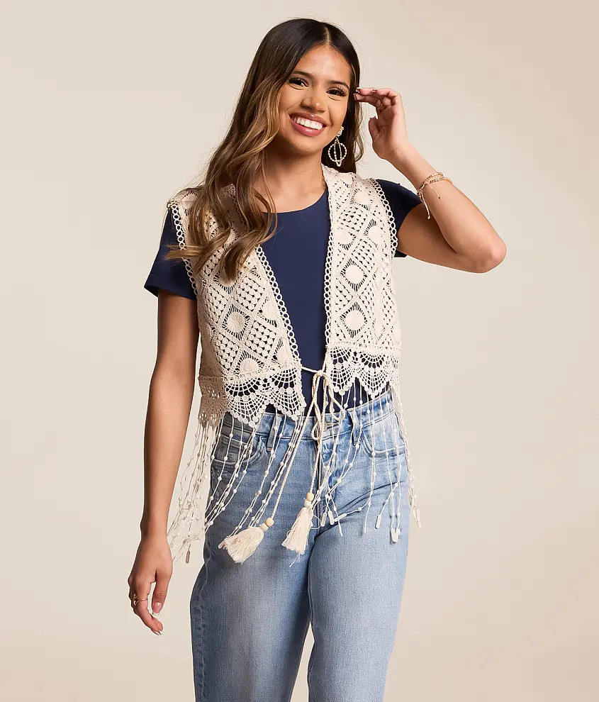 Crochet Fringe Vest | Buckle