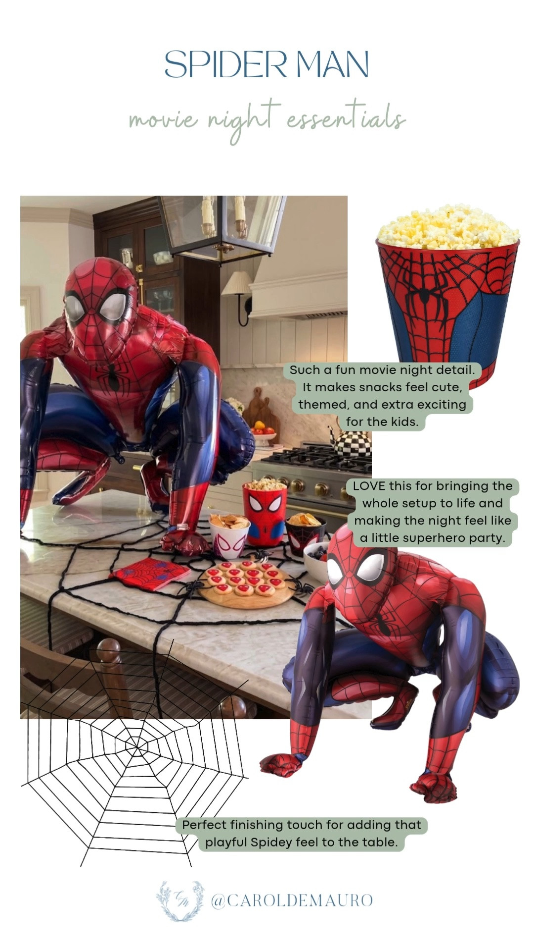 Such a fun way to make movie night feel extra special! The popcorn bucket and spider web decor turn snack time into a mini superhero party for the kids.

Spider Man movie night, kids party ideas, superhero party, movie night snacks, popcorn bucket, kids movie night, family movie night, party decor

#LTKfoodie #LTKHome #LTKKids
