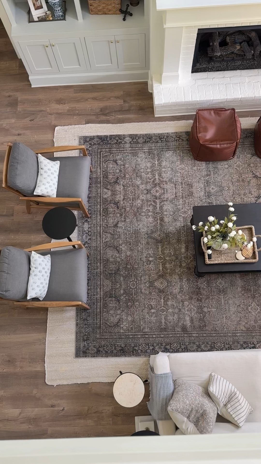 Aerial view of the living room and my favorite favorite vintage inspired pattern rug! 

#LTKHome