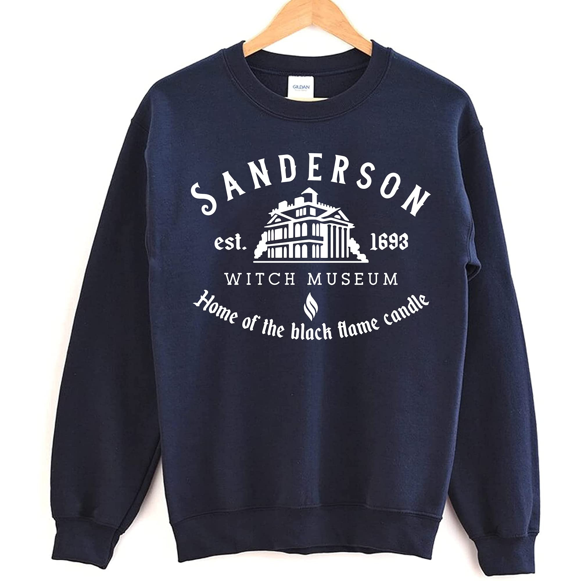 Halloween Town Sanderson Witch Museum Sweatshirt - Black Flame Hocus Pocus Sweater | Amazon (US)