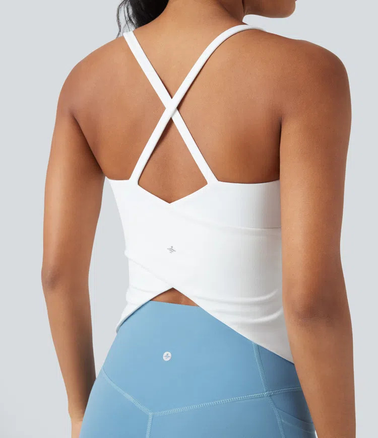 Scoop Neck Crisscross Back Crossover Hem Yoga Cami Top | Halara UK