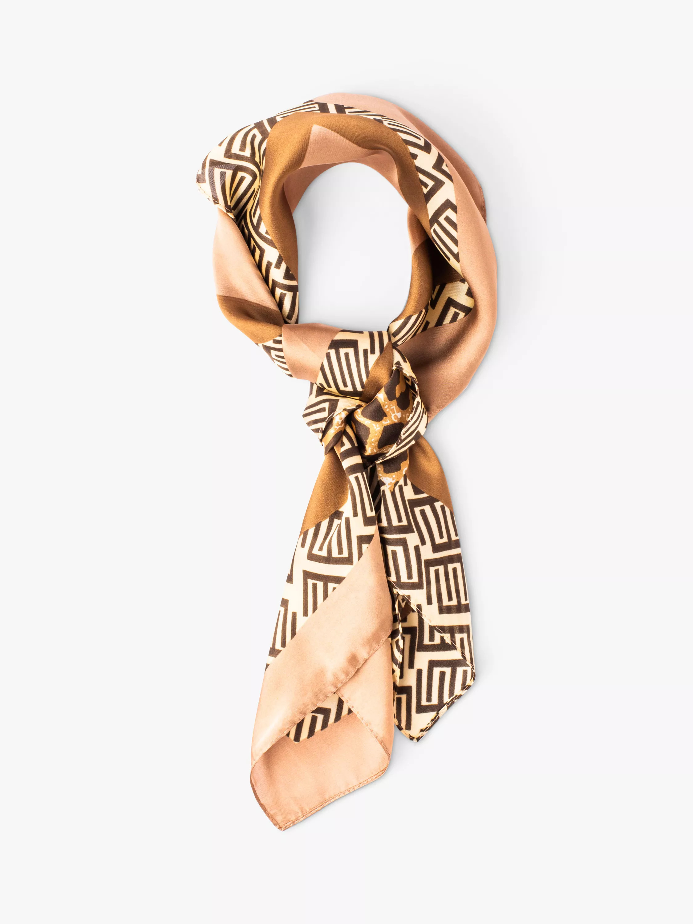 Bloom & Bay Leia Animal Print Satin Scarf, Brown/Multi | John Lewis (UK)