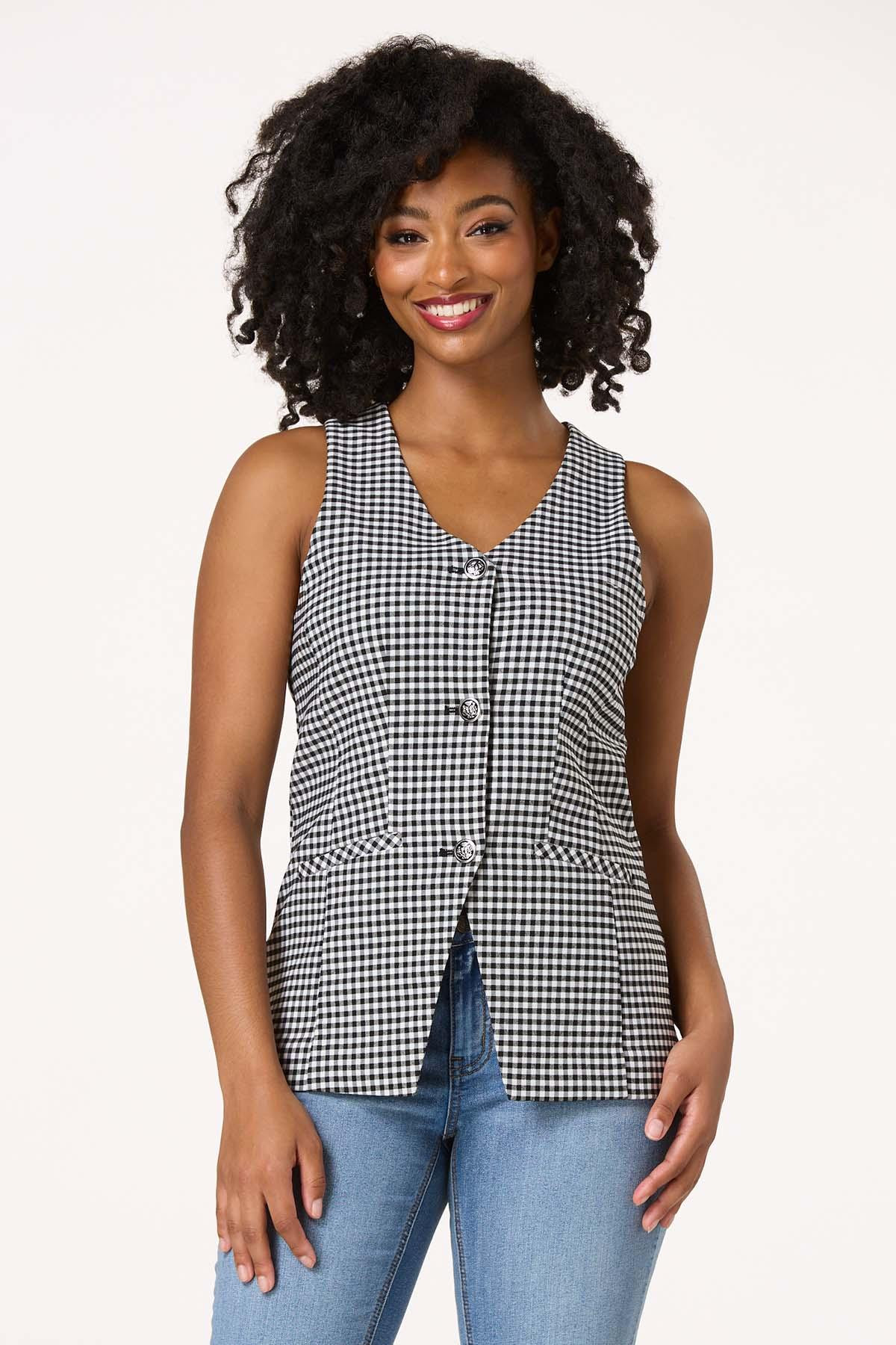 Gingham Bengaline Vest | Cato Fashions