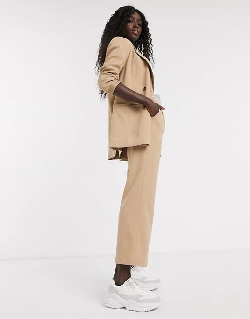 Pieces pinstripe double breasted blazer | ASOS (Global)