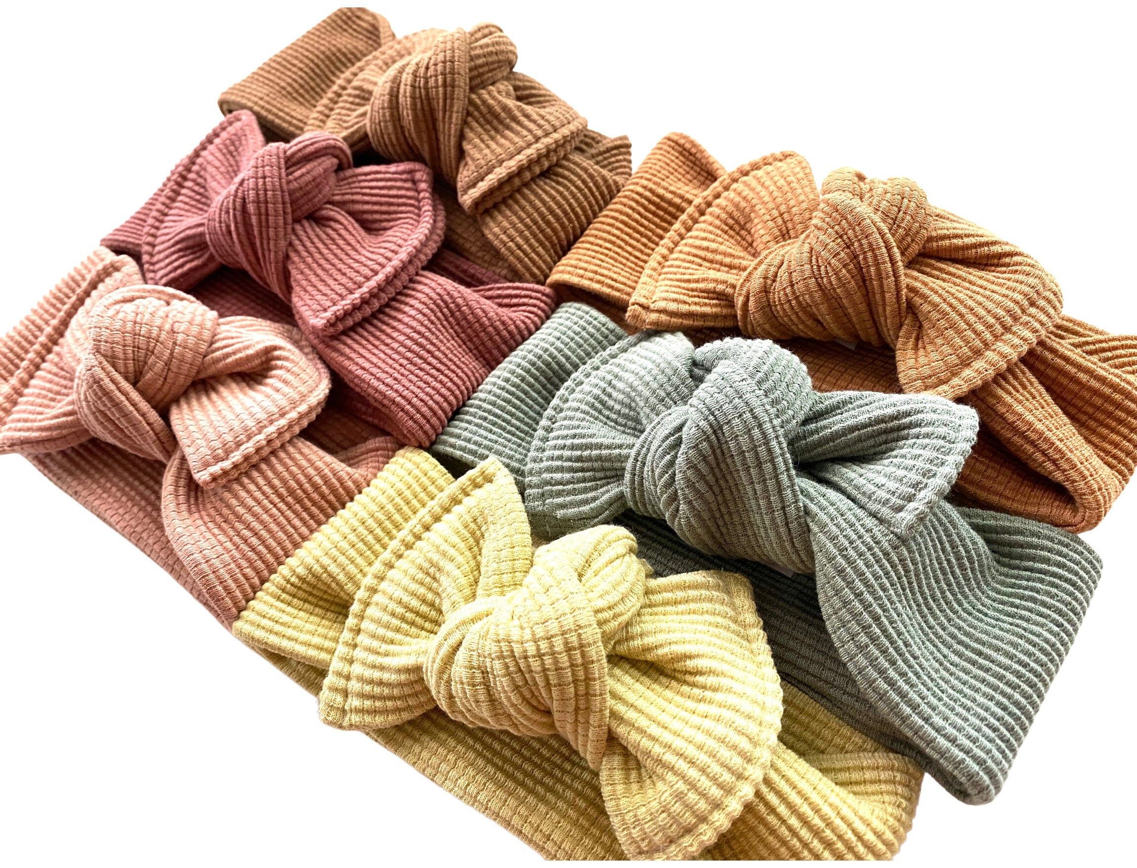 Organic Cotton Waffle Knit Headband - Knotted Textured Headwrap  - Bow Headband - Baby Girl Gift ... | Etsy (US)